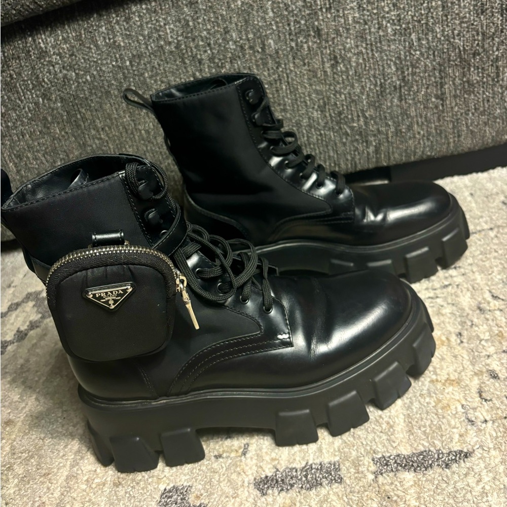Monolith Prada Re-nylon boots with pouch